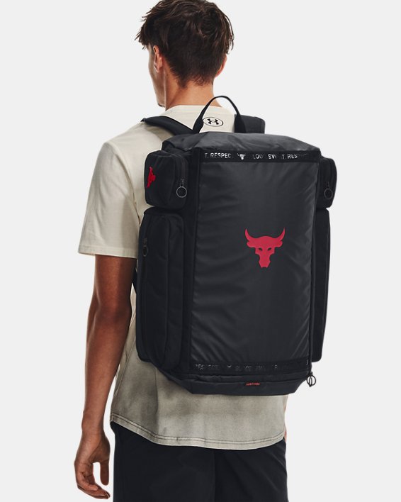 Men's Project Rock Duffle Backpack, Black, pdpMainDesktop image number 6